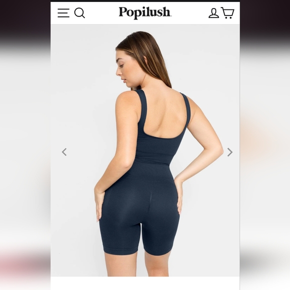 Popilush Square neck body suit, size Large, Navy - Picture 3 of 6